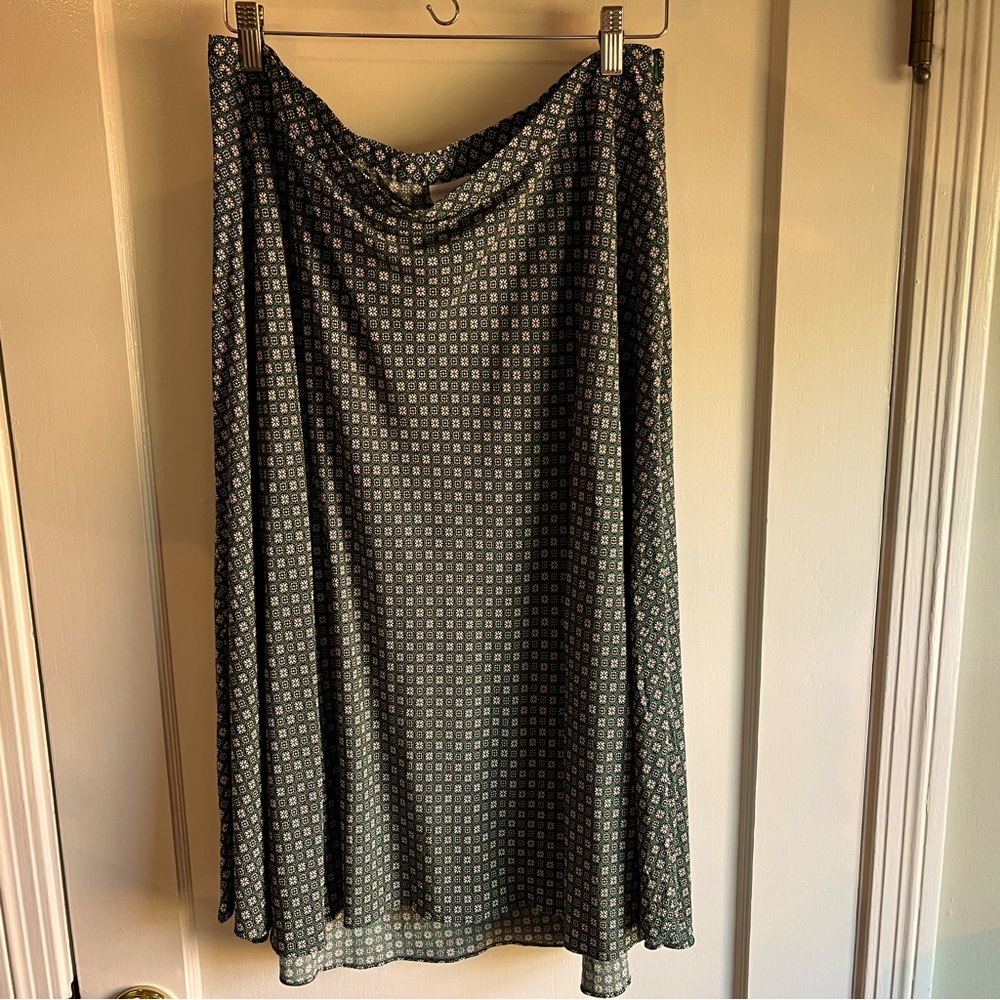 J. Jill Green Patterned A-Line Midi Dress, Size L